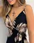 Impressão tropical com decote em v envoltório vestido casual feminino sem mang - loja online