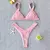 Imagem do Conjunto de biquíni feminino push-up sólido, maiô patchwork, maiô brasileiro