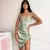 Dulzura-Mini Vestido de Alça de Cetim Feminino, Renda franzida, Bandagem Cruzad - comprar online