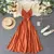Vestido longo com decote em V - loja online