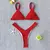 Conjunto de biquíni feminino push-up sólido, maiô patchwork, maiô brasileiro