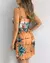Impressão tropical com decote em v envoltório vestido casual feminino sem mang - Vitrine Shop - Utilidades