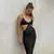 Vestido maxi criptográfico sem encosto feminino, cinta de espaguete, vestido de na internet