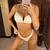 Mulheres Biquíni Tanga em Forma de V, Sexy Ribbed Swimwear, High Cut Swimsuit, - comprar online