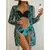 Biquínis sexy e conjunto de capas femininas, roupa de banho estampada, maiô de