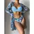 Biquínis sexy e conjunto de capas femininas, roupa de banho estampada, maiô de - loja online