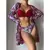 Biquínis sexy e conjunto de capas femininas, roupa de banho estampada, maiô de - loja online