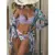 Biquínis sexy e conjunto de capas femininas, roupa de banho estampada, maiô de