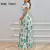Elegante vestido maxi chiffon feminino, decote em v profundo - Vitrine Shop - Utilidades