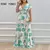 Elegante vestido maxi chiffon feminino, decote em v profundo - Vitrine Shop - Utilidades