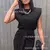 Vestido preto de ombro largo feminino