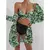 Biquínis sexy e conjunto de capas femininas, roupa de banho estampada, maiô de