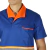 Camisa masculina de serviço manga curta com bolso brim azul royal e laranja - Personal Confecções