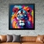 Quadro Decorativo 30x30 cm Quadrado Pop Art Leão Moldura Tradicional Preta