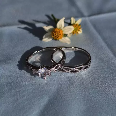 Anel Moissanite Coroa Duplo