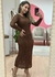 Vestido de Fio Marrom Rendado