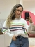 Blusa Tricot Branca - Listras Coloridas