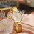 2 pçs conjunto relógio de luxo feminino simples dial oco cinta moda pulseira o