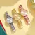 2 pçs conjunto relógio de luxo feminino simples dial oco cinta moda pulseira o na internet