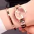 2 pçs conjunto relógio de luxo feminino simples dial oco cinta moda pulseira o - 4Real Imports