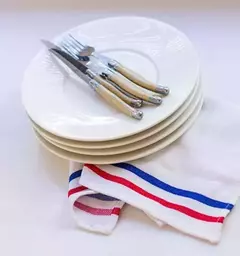 X4 REPASADOR TRAPO GUARDA FRANCESA SUAVE COCINA RESTAURANT MODERNO BLANCO RAYAS - comprar online