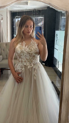 Vestido de Novia Allure Halter destellos plata en internet