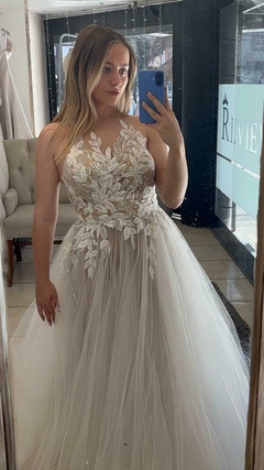 Vestido de Novia Allure Halter destellos plata - comprar online