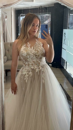 Vestido de Novia Allure Halter destellos plata