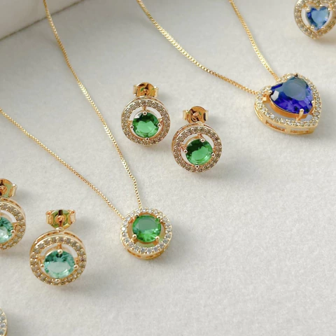 Conjunto Eleonora Verde Esmeralda Cravejado