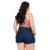 Short Jeans Feminino Plus Size Barra Dobrada Escuro na internet