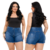 Short Jeans Feminino Plus Size Lavagens Fecho Botão e Zíper - comprar online