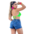 Short Jeans Feminino Cintura Alta Barra Desfiada c/ Corrente na internet