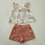 Conj. Batinha Acetinada Gatinhos com Flores e Short com Botões - Areia e Rose na internet