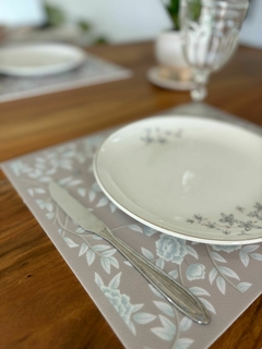 individuales x 4 diseño celeste en beige