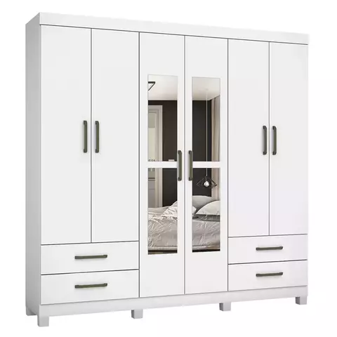 CARIOCA ROUP HERCULES 6 PORTAS C/PÉS E ESPELHO BRANCO