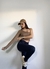 Calça legging com cós ajustável - Preta - comprar online