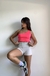 Cropped Um Ombro Só - Rosa Neon