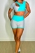 Conjunto Short e Top + Faixa [Cinza com Verde Sereia]