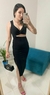 Vestido Preto com Abertura na Cintura e Fenda Lateral