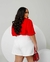 Blusinha Plus Size Vermelha com Bordado nas Mangas na internet