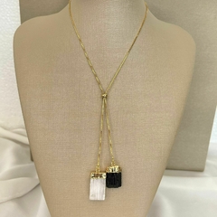 COLAR GRAVATINHA SELENITA E TURMALINA NEGRA - comprar online