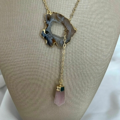 COLAR GRAVATINHA RAIA LUZZ QUARTZO ROSA - comprar online