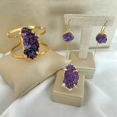 CONJUNTO LUXO DRUSA DE AMETISTA - 2 Peças