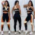 TOP PRETO COM BEGE + LEGGING PRETA COM DETALHES  R$187,00