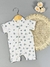 Macaquinho Zíper Frontal Cotton Floral Azul - comprar online
