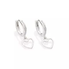 Brinco argola com coração prata 925