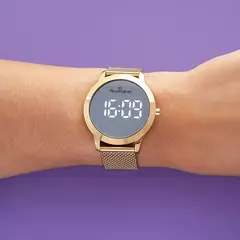 Relógio Digital Led Dourado Redondo