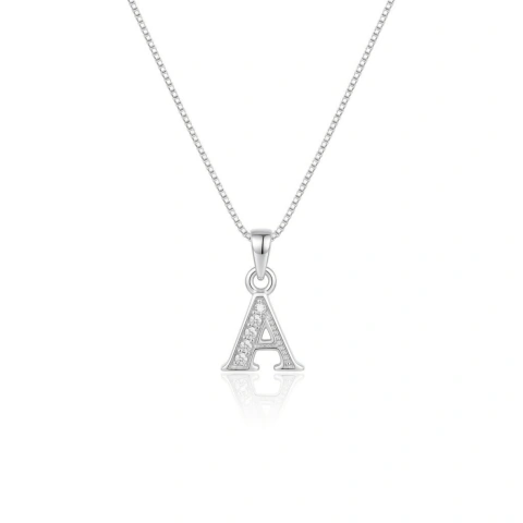 Colar Inicial Letra Cravejada Banhado a Prata 925