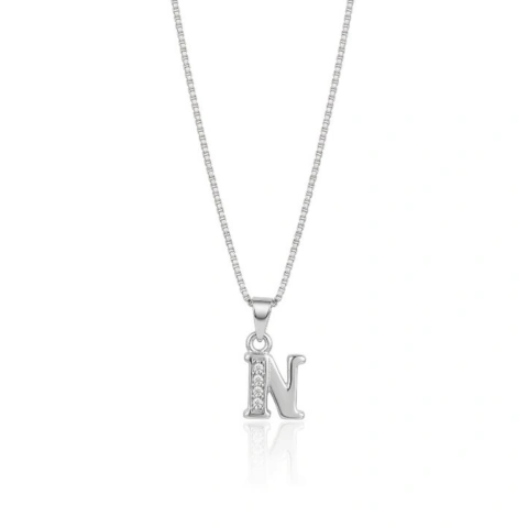 Colar Inicial Letra Cravejada Banhado a Prata 925 - comprar online