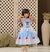 Vestido Marie Junino Luxo Lilo Stitch Azul Bebe - Lele Moda Kids